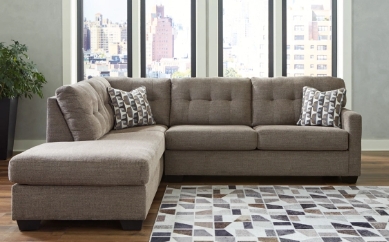 Sectional Sofa Taupe Grey Button Tufted Back T-Cushion Seats