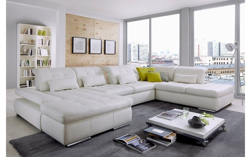 Sectional Sofa: U-Shaped Layout, Tufted Seating, Adjustable Headrests