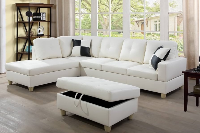 Sectional Sofa with Left Facing Chaise and Separate Storage Ottoman