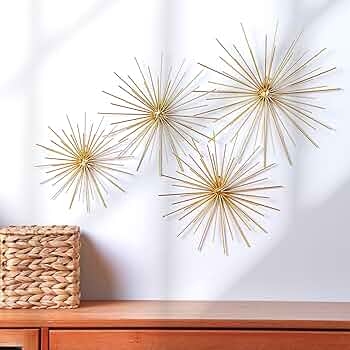Set of 4 Wall Sculptures with Varying Sizes and 3D Spike Detail