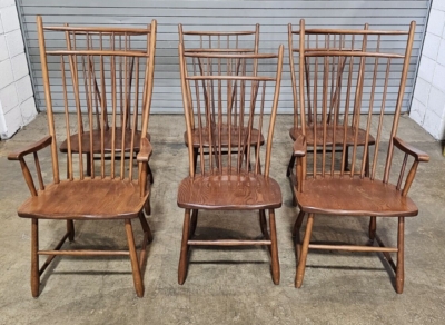 Set of Birdcage Spindle Dining Chairs Double Crest