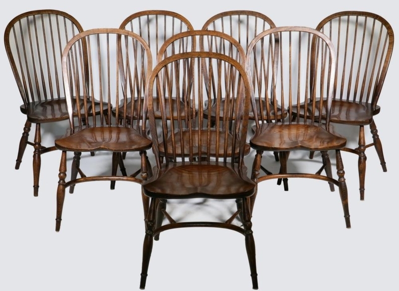 Set of English Windsor Dining Chairs Hoop Back Spindle
