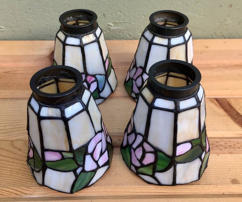 Set of Four Tiffany Ceiling Fan Light Shades | Foter
