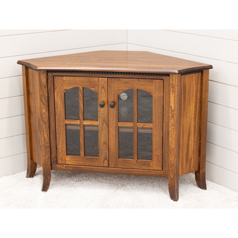 Shaker Style TV Unit with Rope Molding Trim in Warm Cherry Brown