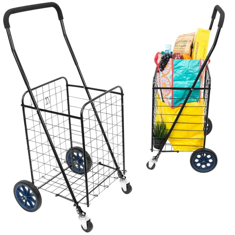 Shopping Cart Matte Black Royal Blue Wheels Swivel Casters