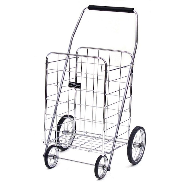 Shopping Cart Polished Chrome Wire Collapsible Frame Trolley