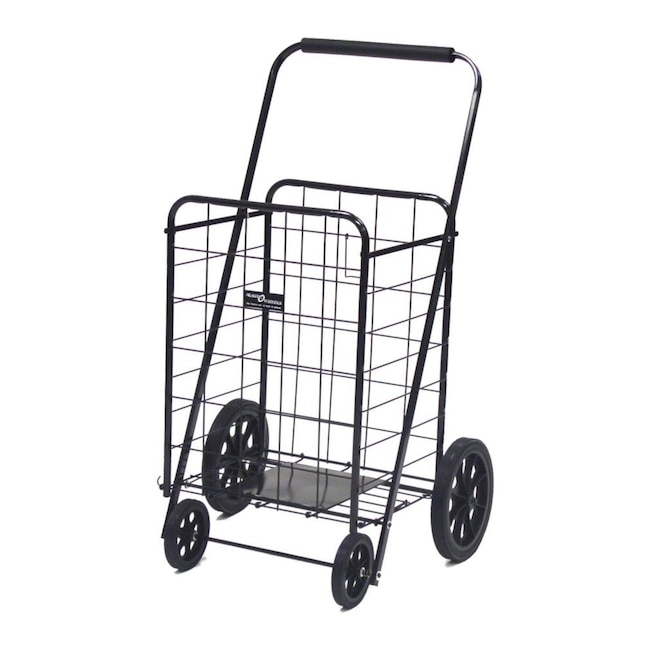 Shopping Cart, Solid Base Plate, Matte Black Wire, Collapsible Frame
