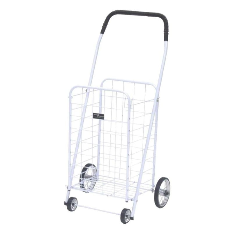 Shopping Cart White Wire Frame Mini Four Wheel Design