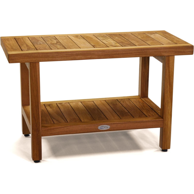 Shower Bench Rectangular Profile, Integrated Shelf Water Resistant Design