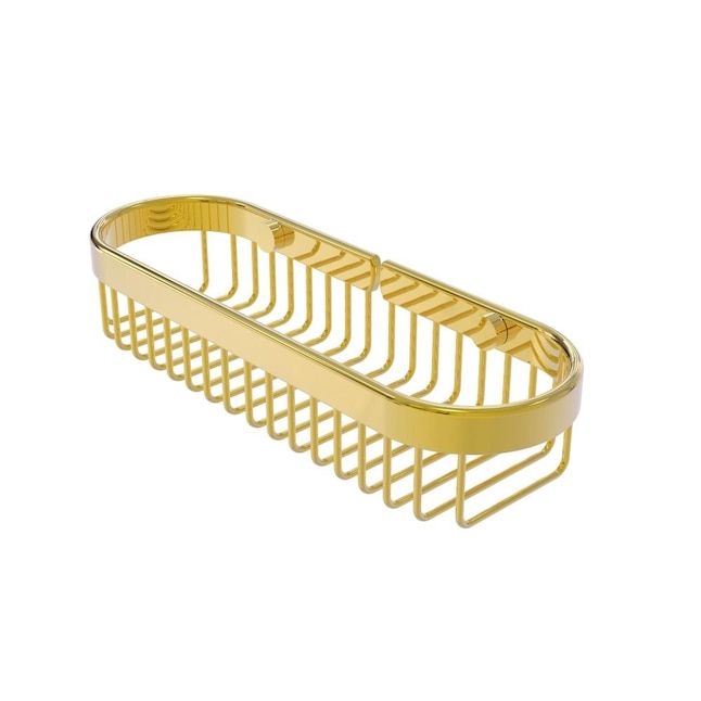 Shower Caddy Oval Metal Rack Solid Brass Polished Finish Screw Mount