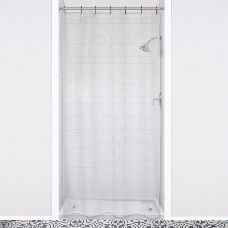 Shower Liner Translucent Finish Stall Sized Weighted Hem Plastic