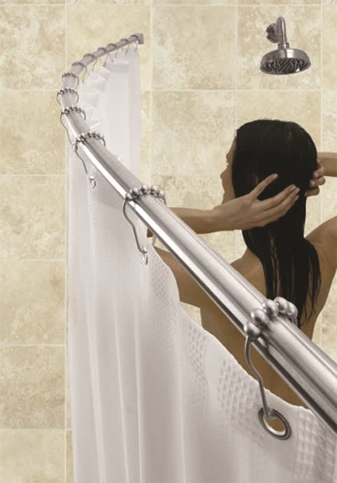 Shower Rod Brushed Nickel Crescent Shape Curved Design Transitional