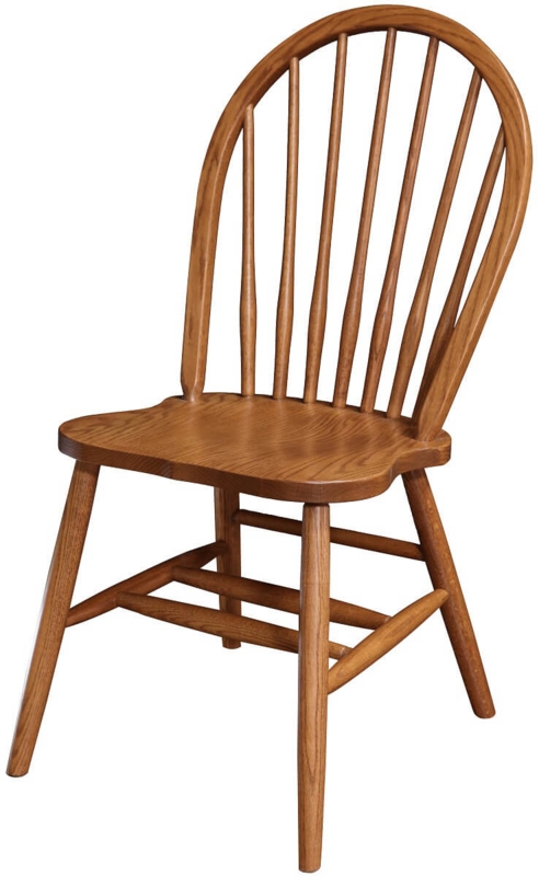 Side Chair Honey Oak Arched Spindle Back Contoured Seat Traditional