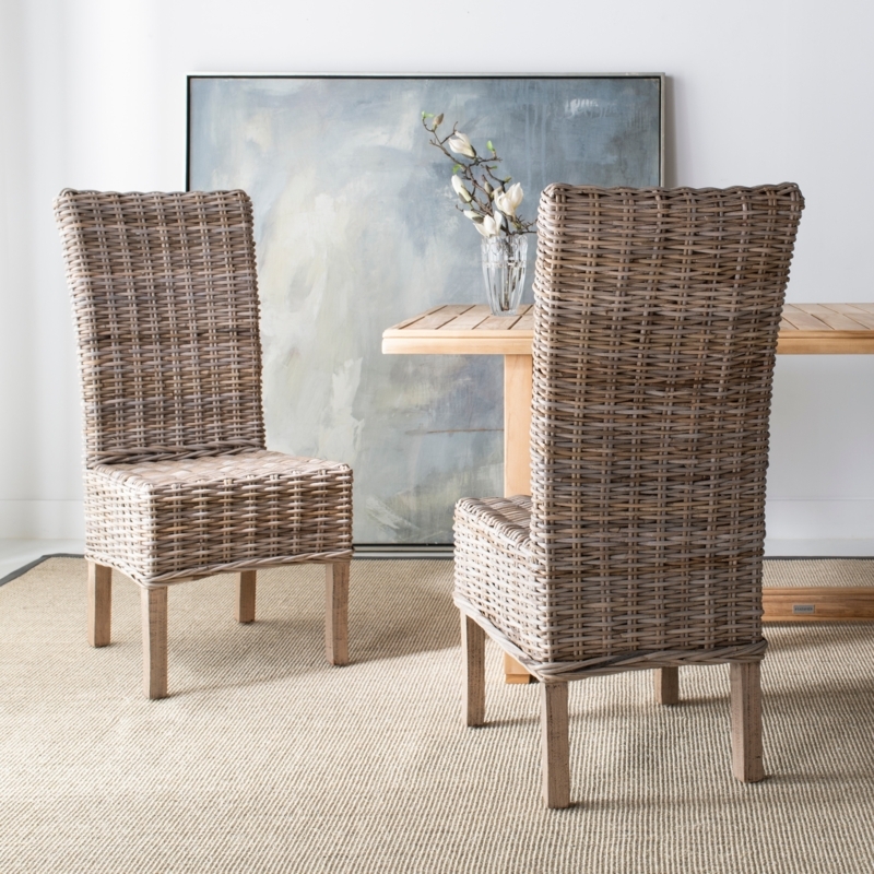 Side Chair Woven Rattan High Back Armless Natural Unfinished Look