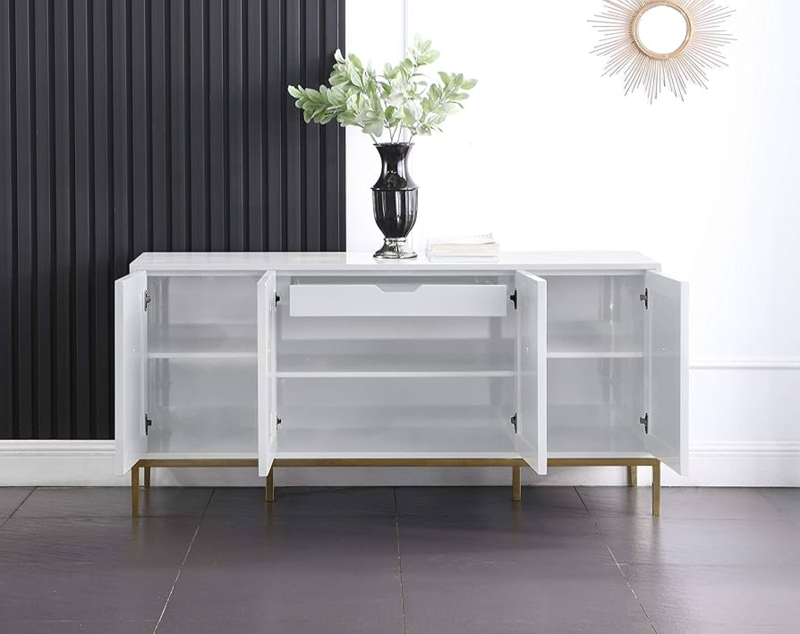 Sideboard Buffet High Gloss Lacquer with Notched Drawer Pull