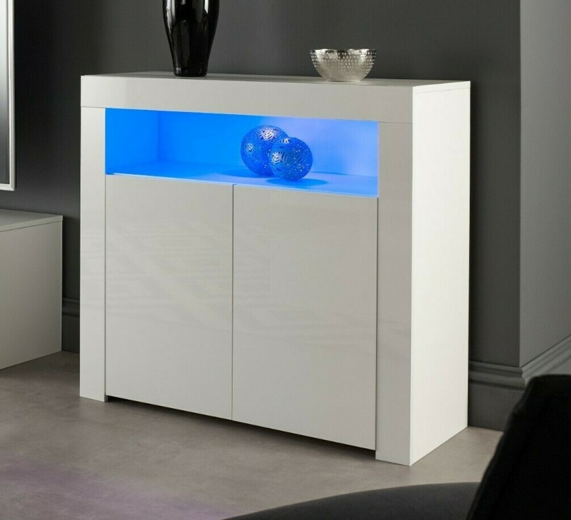 Sideboard Cabinet High Gloss with Recessed Display Shelf