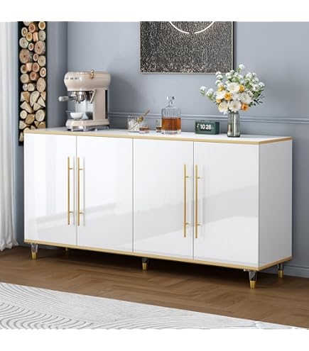 Sideboard High Gloss Finish featuring Gold Perimeter Trim