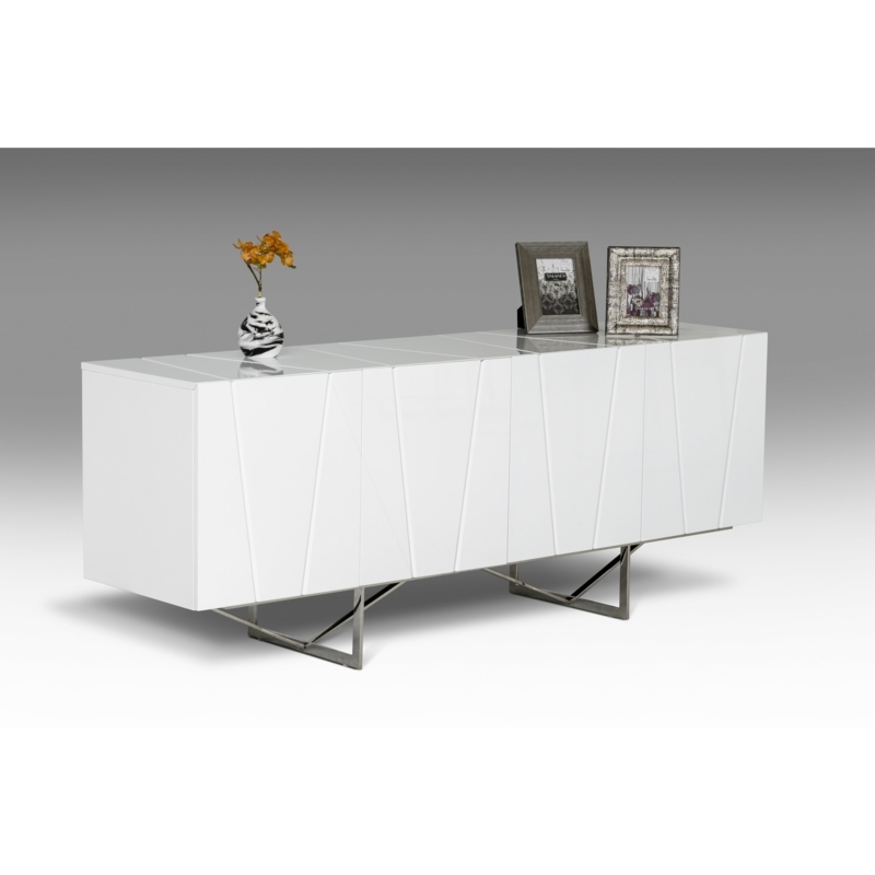 Sideboard High Gloss Geometric Facets with Cross Brace Base