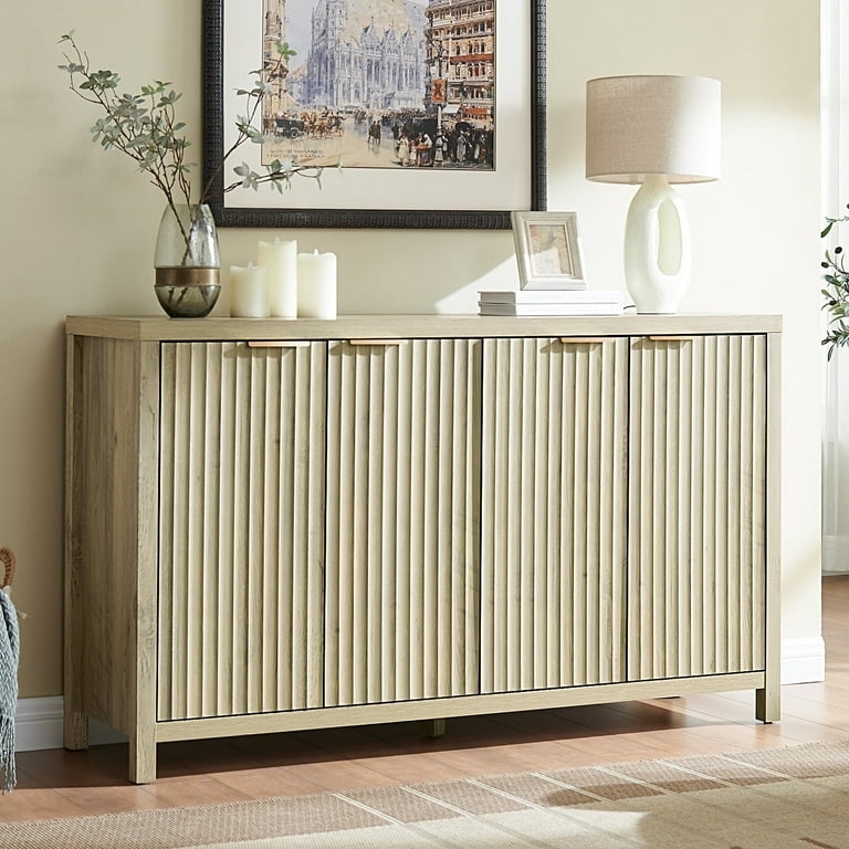 Sideboard in Sunwashed Ash Oak with Vertical Fluted Texture