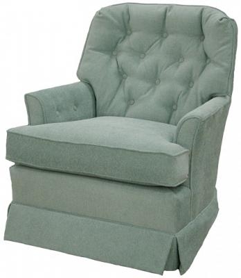 Skirted Glider Kick Pleat Seafoam Button Tufted Chair