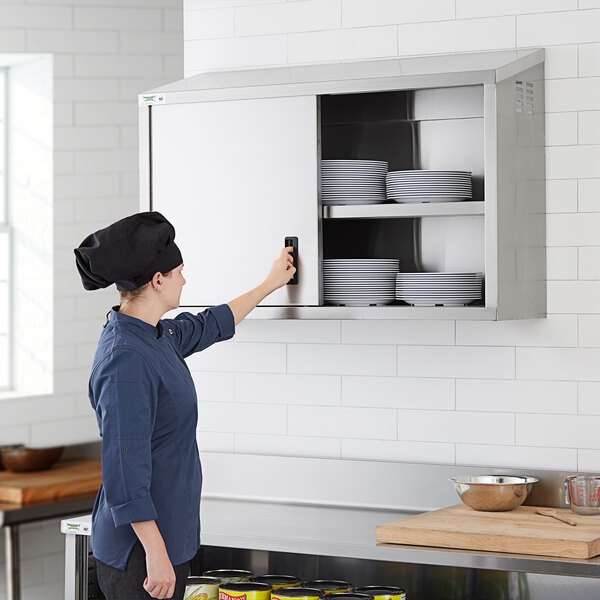 Slanted Top Wall Cabinet featuring Sliding Doors for Commercial Kitchens