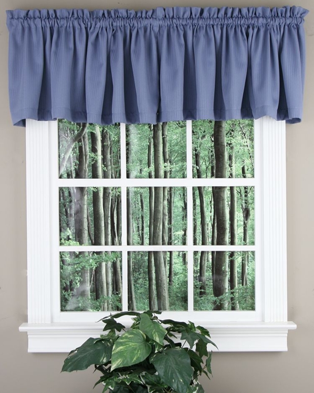 Slate Blue Textured Fabric Valance with Vertical Ribbing