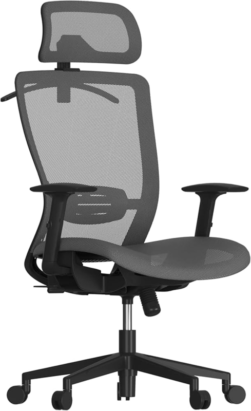 Slate Gray Mesh Office Chair with Integrated Coat Hanger Feature