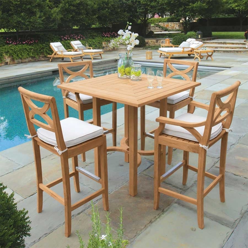 Slatted Top Bar Table Set featuring X Back Design Stools