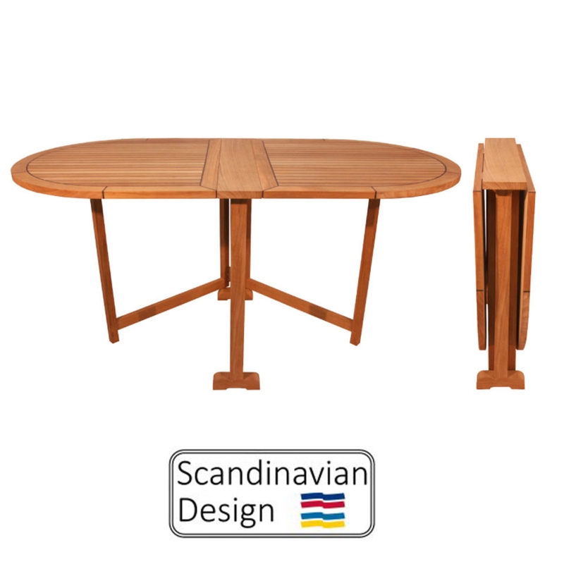 Slatted Wood Patio Furniture: Marine Grade Teak Drop Leaf Table