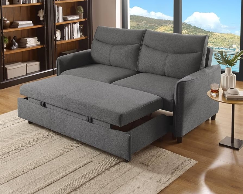 Sleeper Sofa Queen Loveseat with Pull Out Mechanism and Track Arms