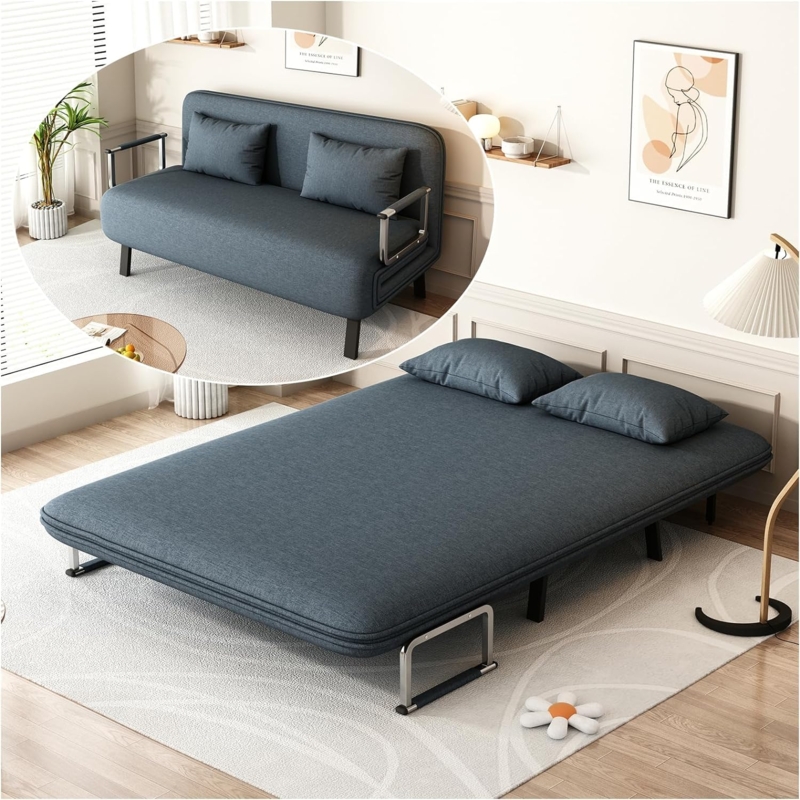 Sleeper Sofa Slate Blue Tri-Folding Floor Bed Design