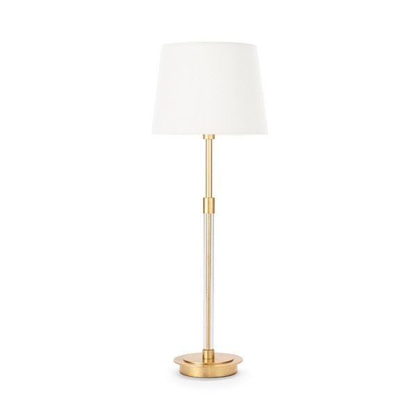 Slender Buffet Lamp featuring Clear Crystal Column & Gold Base (66 chars)