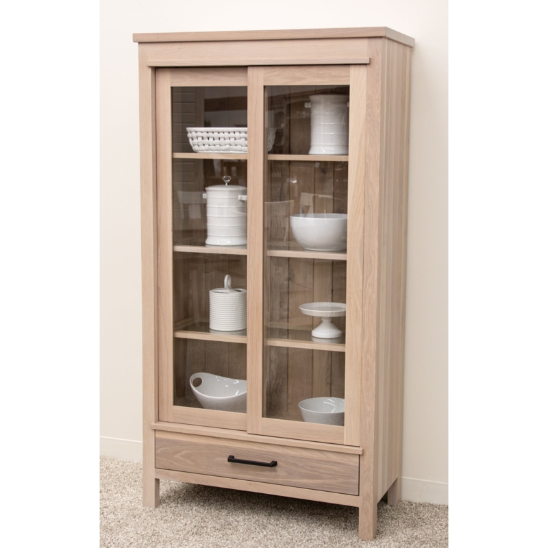 Sliding Glass Door Display Cabinet Bottom Drawer Modern Farmhouse