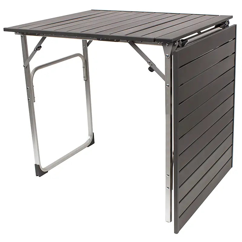 Slim Outdoor Folding Table with Charcoal Slatted Top