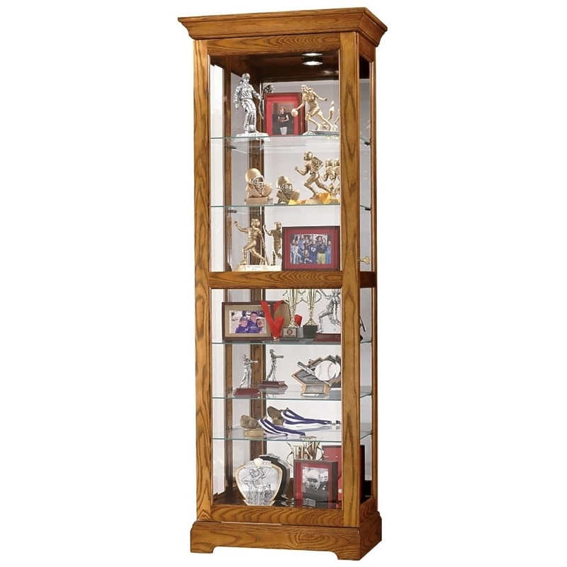 Slim Wood Showcase Slender Profile Mirrored Back Interior Lighting