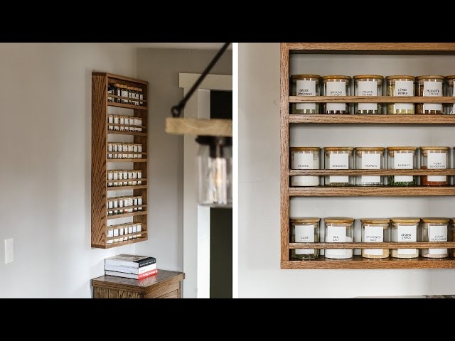 Slim Wood Spice Rack Wall Mounted Modern Farmhouse Vertical Storage