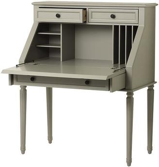 Small Grey Secretary Desk with Tapered Turned Legs