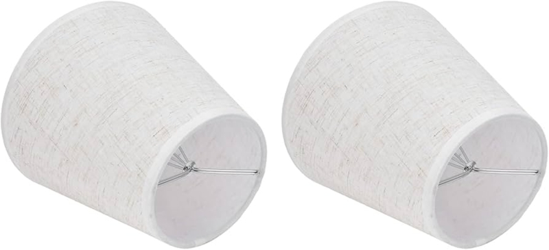 Small Lampshade Set Off-White Woven Texture Clip On Fitter