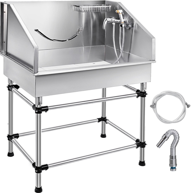 Small Pet Grooming Tub with Integrated Shampoo Rack