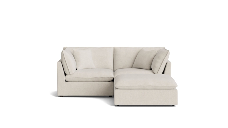 Small Sectional Warm Beige Deep Seat Modular Ottoman Extension