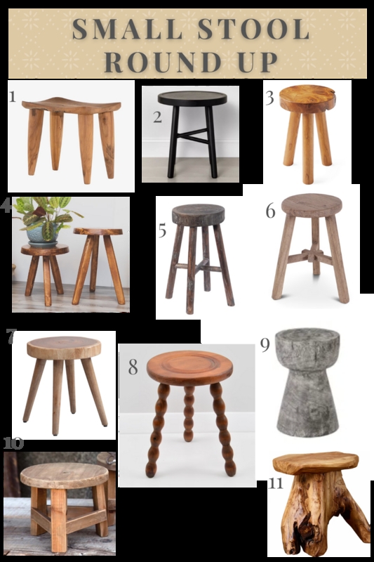 Small Stool Collection Rounded Up Wood Accent Stools Rustic Modern Variety
