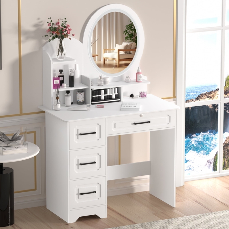 Small Vanity Desk With Mirror Small White Makeup Vanity Desk With Mirror &  2 Drawers - Compact Dressing Table For Any Room White Makeup Table With  Drawers