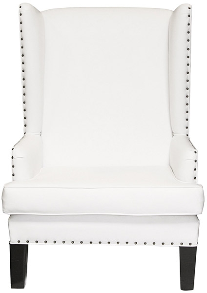 Smooth Finish Wingback Chair Featuring Dark Nailhead Trim