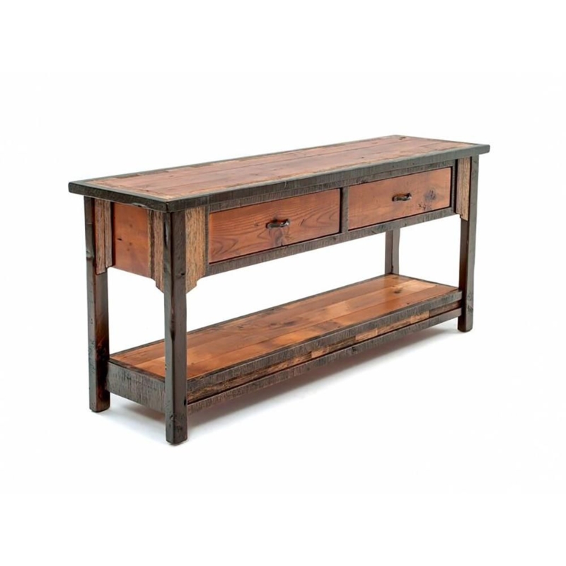 Sofa Table Reclaimed Look Two Tone Wood Rustic Farmhouse