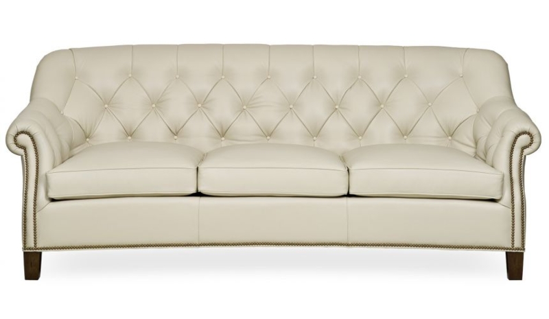Sofa: Traditional Button Back Seating in Porcelain White with Trim