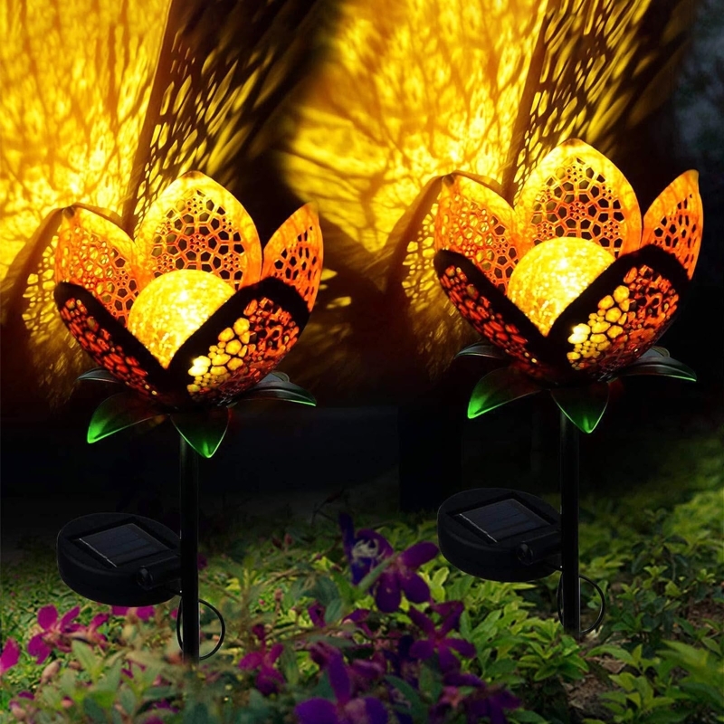 Solar Garden Light Honeycomb Cutouts Shadow Projection Tulip