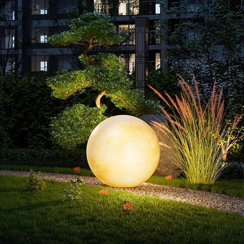 Solar Globe Stone Like Polymer Textured Surface Cordless Design