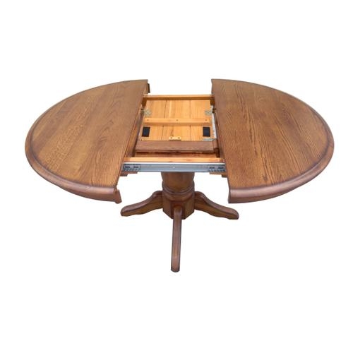 Solid Oak Pedestal Dining Table with Empire Feet and Butterfly Leaf