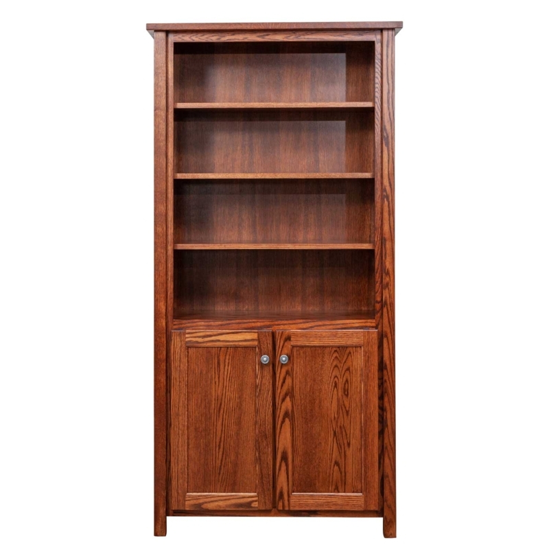 Solid Wood Bookcase Reddish Brown with Shaker Style Inset Panels