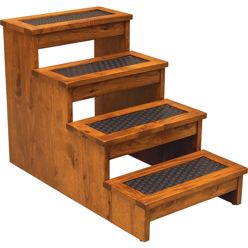 Solid Wood Pet Stairs Circular Texture Treads Low-Profile Risers
